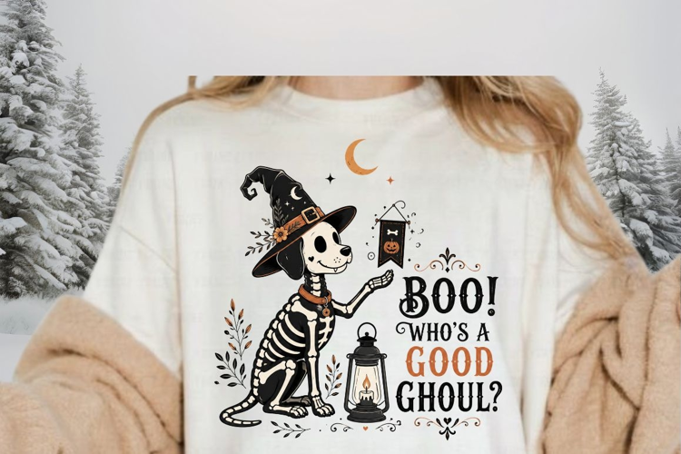 Boo Whos A Good Ghoul PNG Sublimation Design - Cute Skeleton