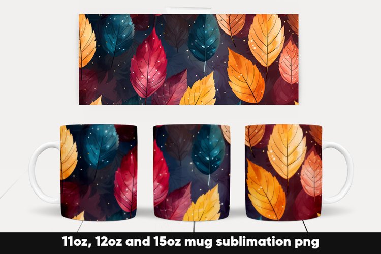 Fall autumn leaves mug wrap sublimation example image 1