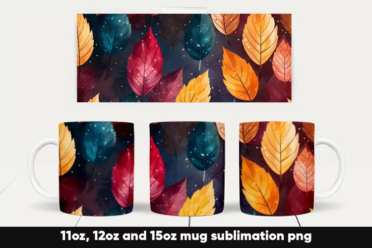 Fall autumn leaves mug wrap sublimation