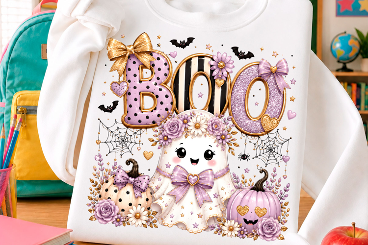 Boo Ghost Coquette Halloween PNG