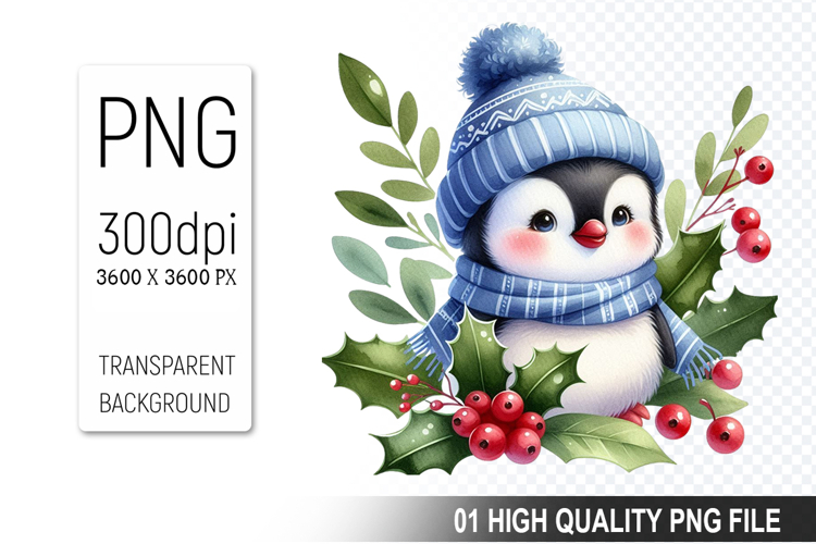Christmas Penguin Clipart PNG, Festive Penguin Sublimation