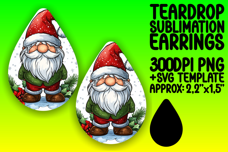 Dynamic Teardrop Earrings Sublimation Art , Gnome