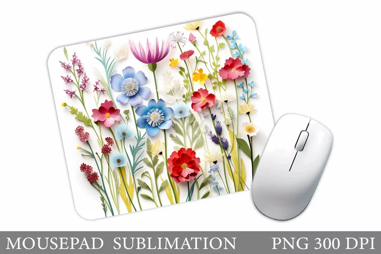 3D Wildflowers Mouse Pad. Flowers Mouse Pad Design