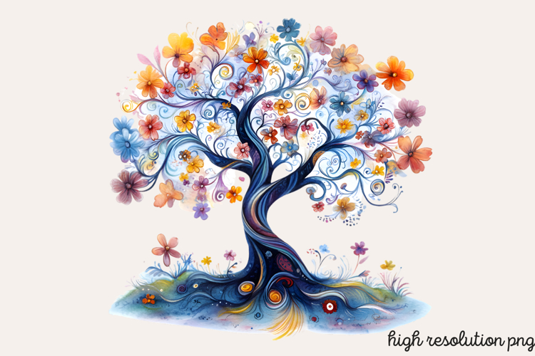 Pastel Spring Trees Clipart PNG