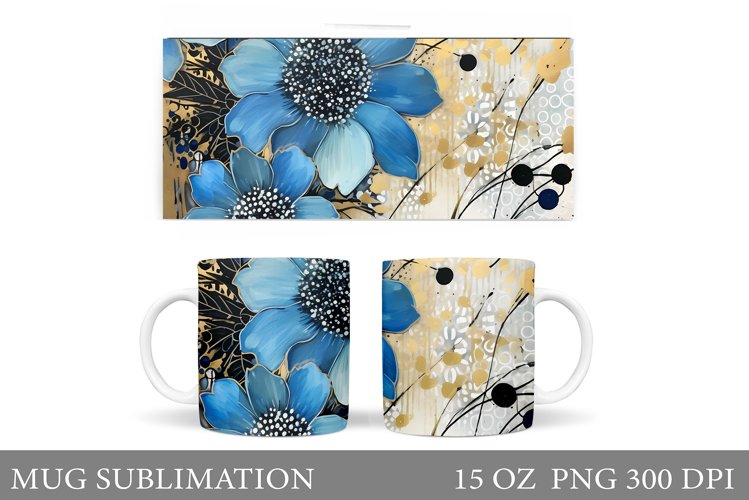 Flowers Mug Wrap Sublimation. Flowers Mug Wrap Design example image 1
