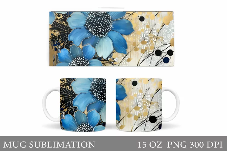 Flowers Mug Wrap Sublimation. Flowers Mug Wrap Design