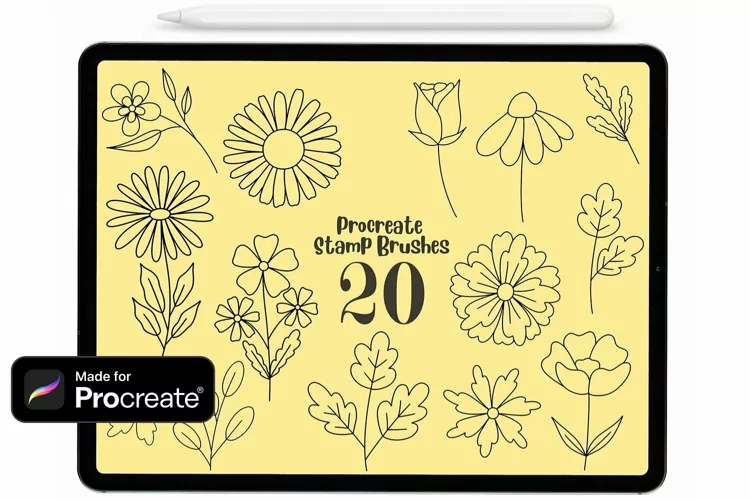 Procreate Flower Stamps, Procreate Stamp Brushes