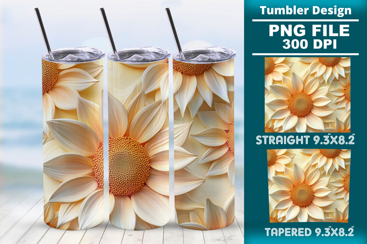 3D floral tumbler wrap design