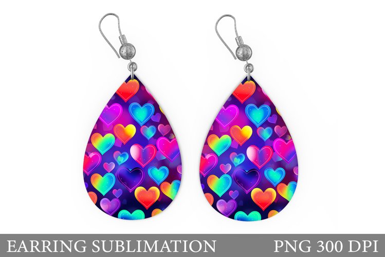 Neon Hearts Earring. Colorful Hearts Earring Design