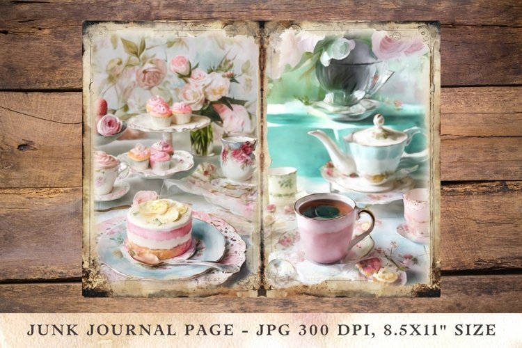Printable Junk Journal Pages tea and cake party 10 example image 1