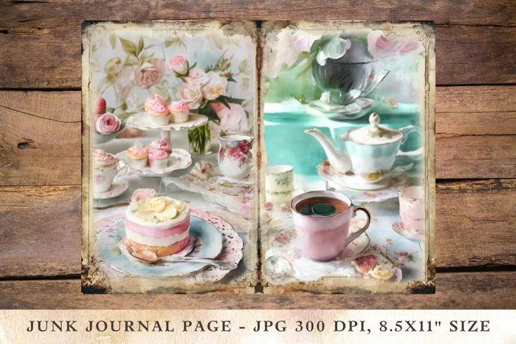 Printable Junk Journal Pages tea and cake party 10