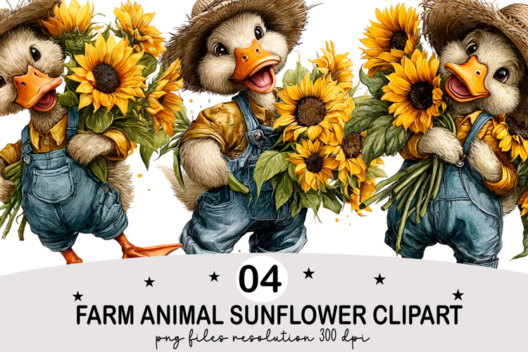 Farm animal sunflower clipart Watercolor png
