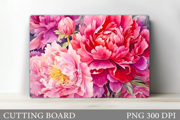Peony Cutting Board Design. Flowers Cutting Board