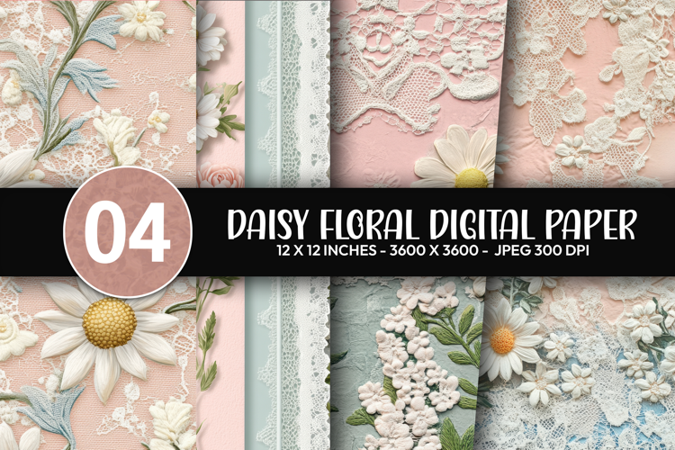 Daisy Floral Digital Paper