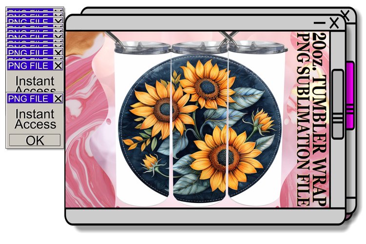 Fresh Blooms Denim Tumbler Sublimation 20oz example image 1