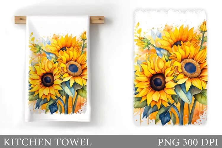 Sunflowers Kitchen Towel. Summer Kitchen Towel Design