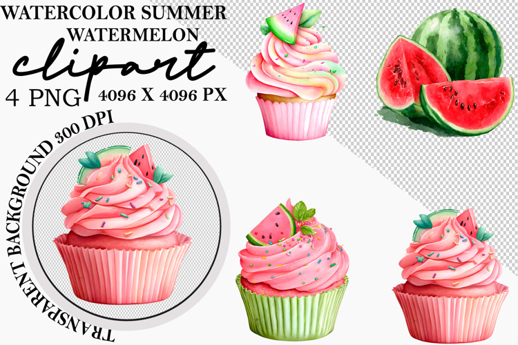 Whimsical Watercolor Summer Watermelon Clipart png