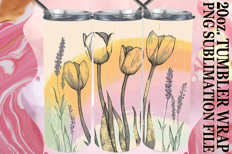 Vibrant Hearts 20oz tumbler wrap, Rainbow example image 1