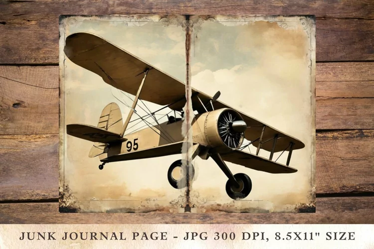 Printable Junk Journal Pages plane 1