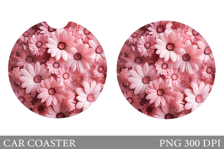 Flowers Car Coaster Sublimation. Flowers Car Coaster Design example image 1
