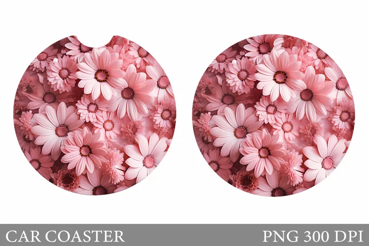 Flowers Car Coaster Sublimation. Flowers Car Coaster Design