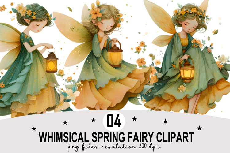 Whimsical Spring Fairy Clipart Watercolor PNG