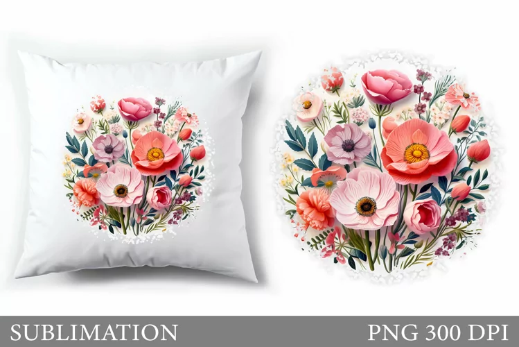 Flowers Pillow Sublimation. Summer Sublimation