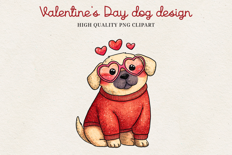 Valentine’s Day Cute Dog Clipart | Love Puppy PNG