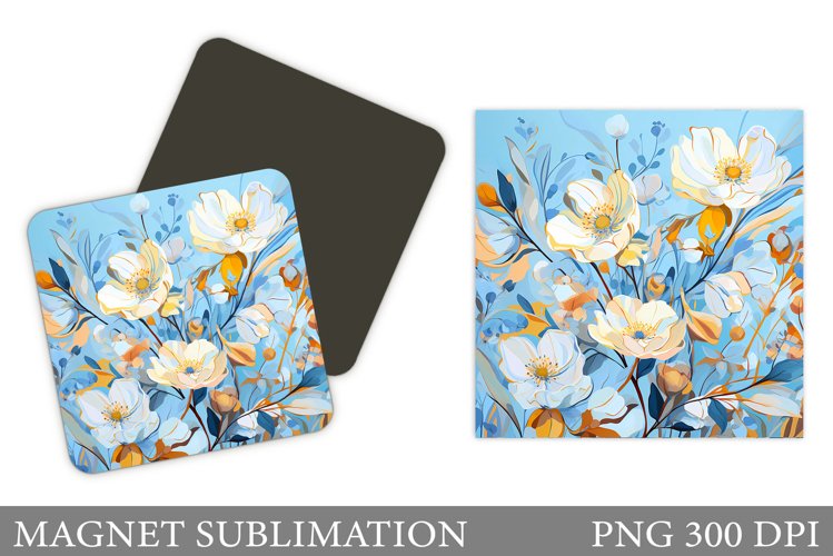 Flowers Square Magnet Design. Flowers Magnet Sublimation