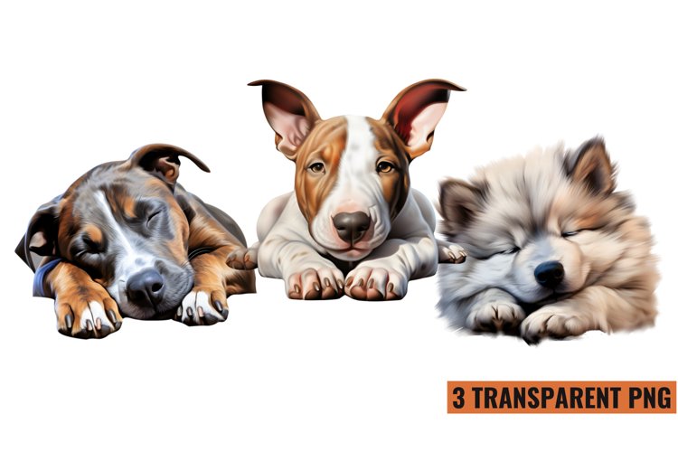 Cute Sleeping Dogs Clipart, Sleeping Dogs Vector example image 1
