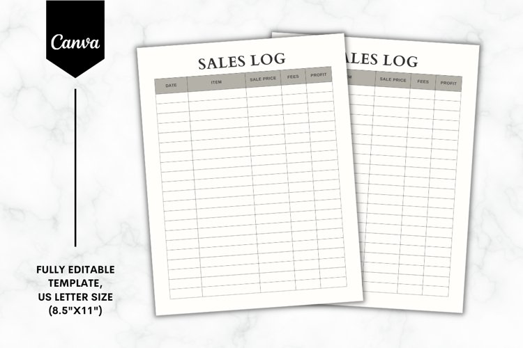 Editable Sales Log Canva Template Minimalist example image 1