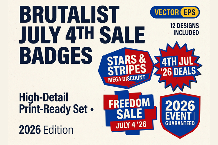 Star-Spangled 4th July 2026 Neo-Brutal Sale Badge Bundle EPS