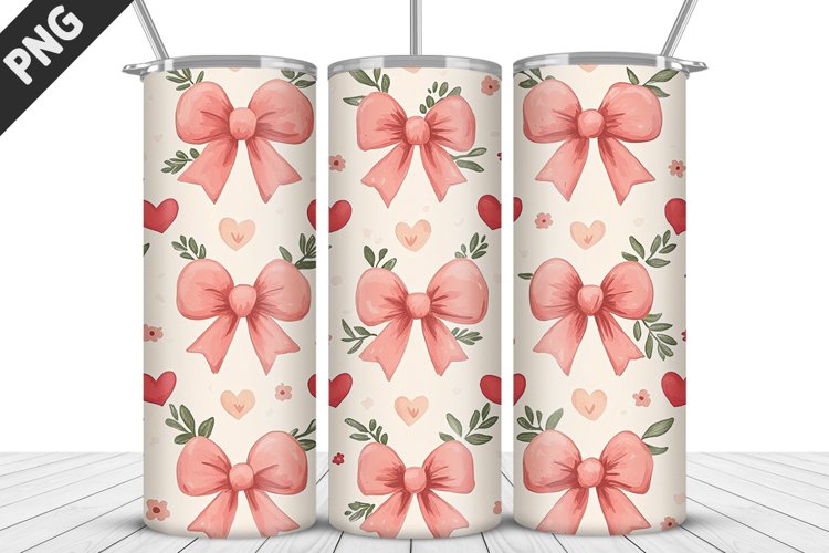 Pink Bow 20oz Tumbler Design | Valentines Day Tumbler Wrap