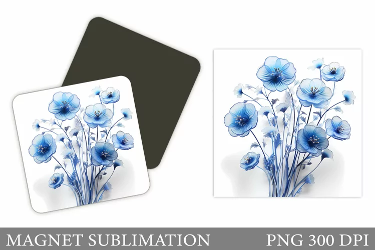 Wildflowers Magnet Design. 3D Flowers Magnet Template