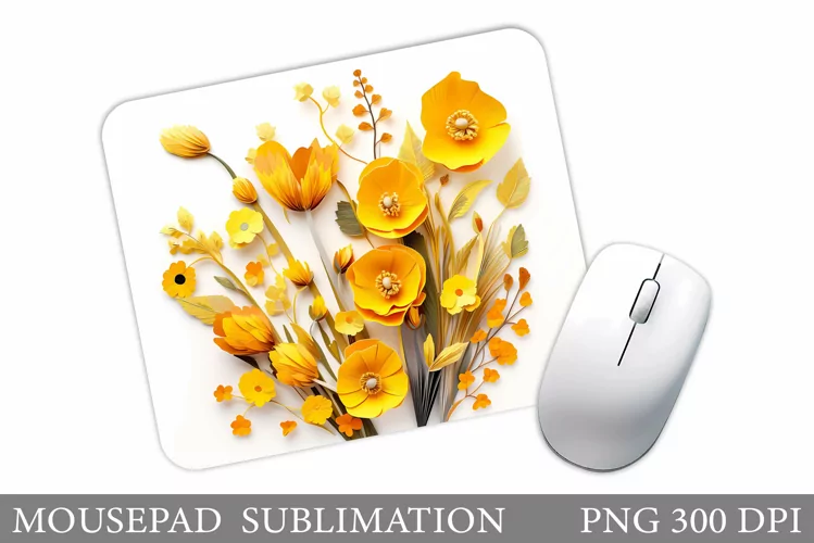 3D Wildflowers Mouse Pad. Flowers Mouse Pad Design