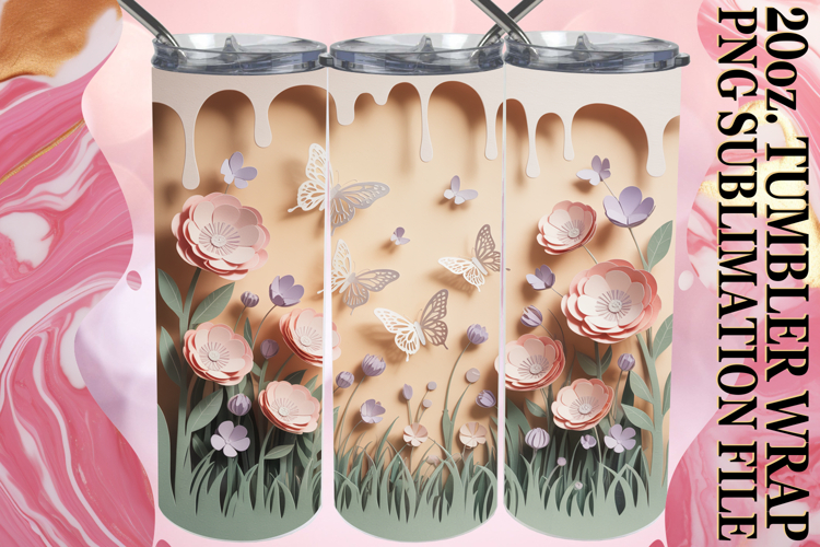 Radiant spirits 20oz tumbler wrap, 3D Flowers