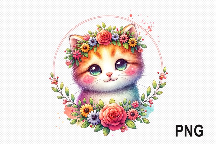 Cat Flowers Sublimation - Cat Flowers Clipart PNG Design