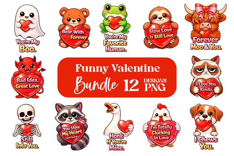 Funny Valentine Clipart Bundle | Sarcastic Love Phrases