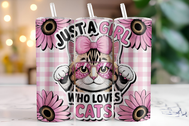 Just a Girl who Loves Cats Tumbler Wrap | Sublimation