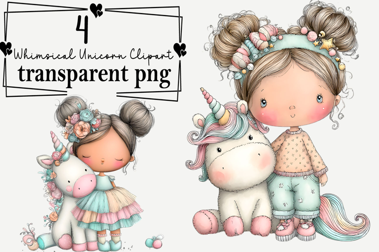 Whimsical Unicorn Clipart Watercolor PNG example image 1