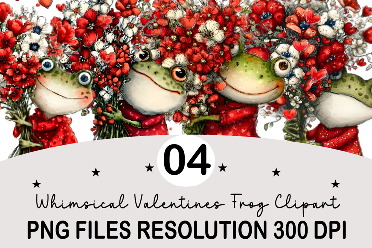 Whimsical Valentines Frog Clipart Valentines Frog Png