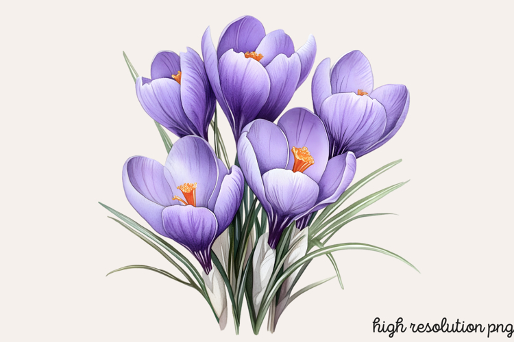 Watercolor Spring Flowers Clipart PNG