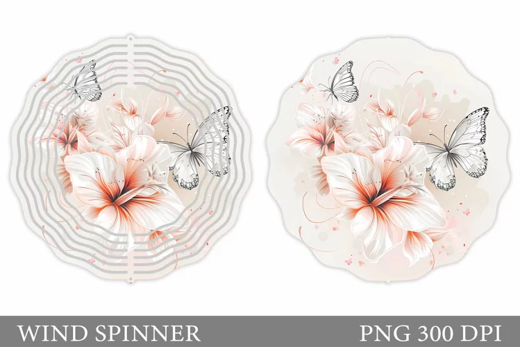 Butterflies Wind Spinner. Flowers Wind Spinner Sublimation
