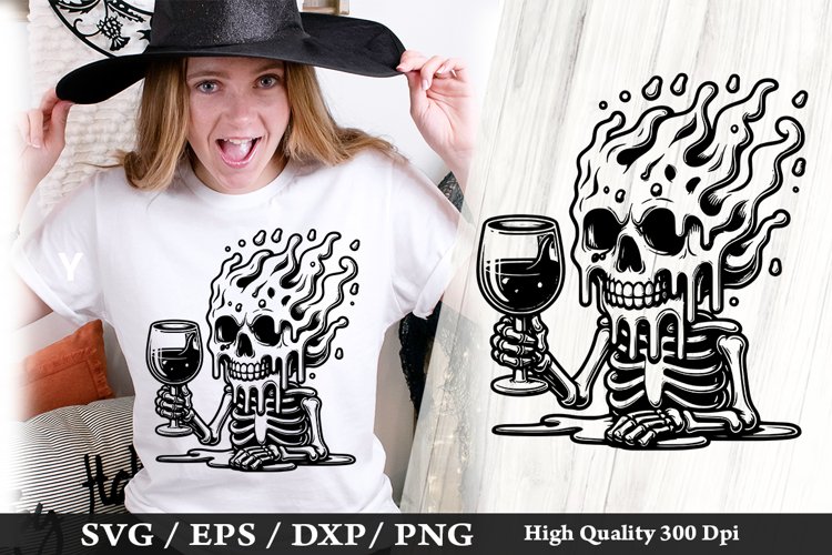Melting Skeleton SVG Design - Skeleton T shirt Design example image 1