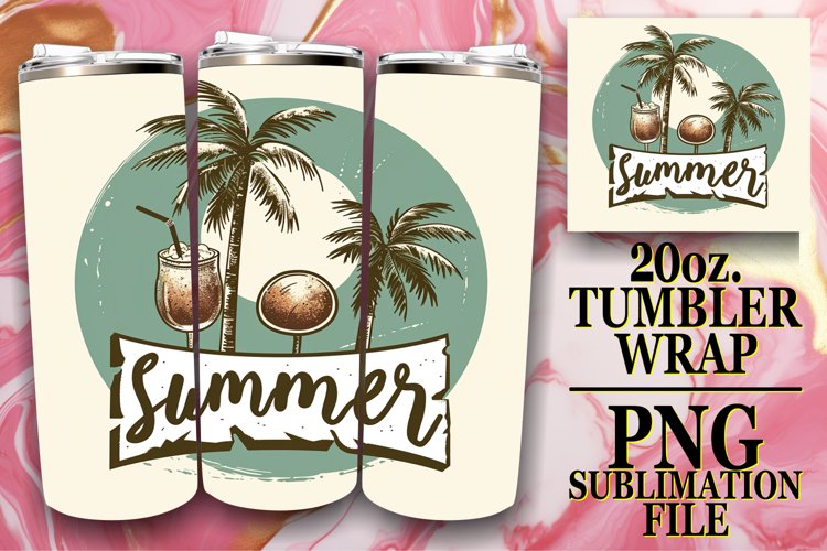 Summer Retro,Tumbler Wrap 20oz