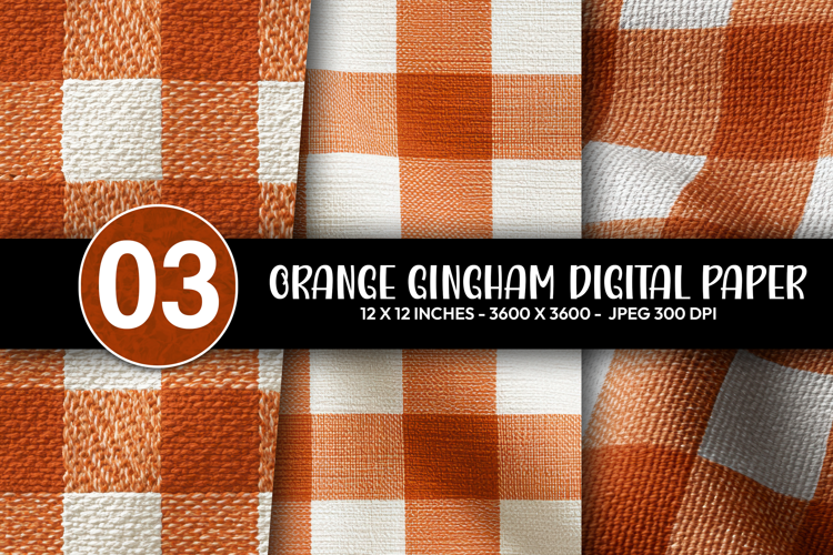 Orange Gingham Digital Paper