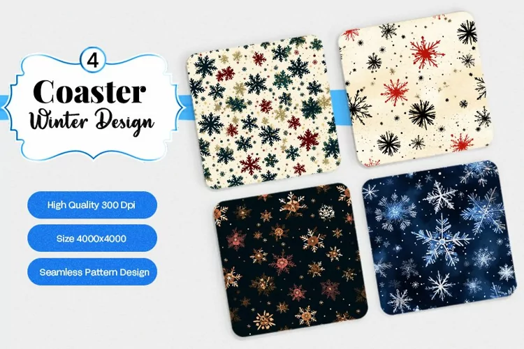 Square Coaster winter snow Sublimation