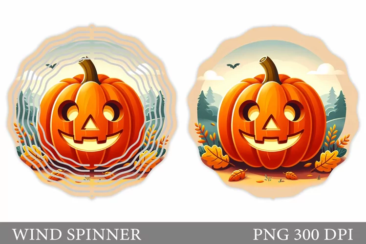Cute Pumpkin Wind Spinner. Halloween Wind Spinner Design
