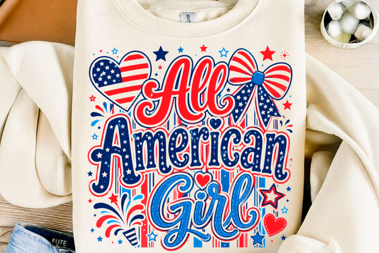 All American Girl Preppy 4th of July PNG