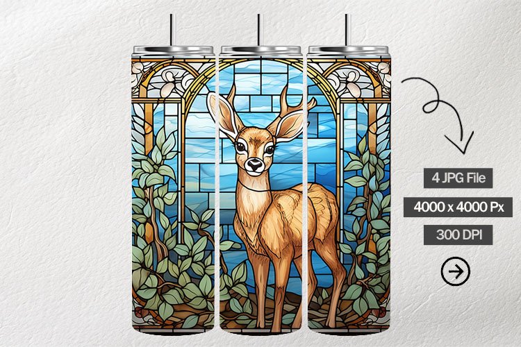 Baby Deer Stained Glass Square Coaster - 4 Variations example image 1